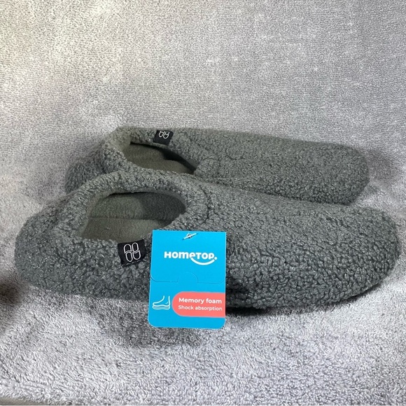 HomeTop Slippers Shoes Women’s Size 10.5‎ Gray Slip On New With Tags - Picture 1 of 7
